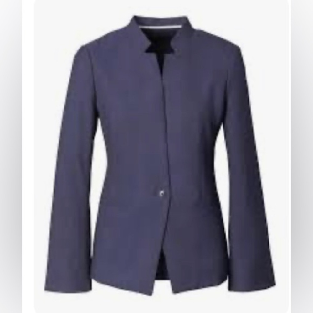WOOL⭐️ BR Long & Lean’ Blue collarless jacket NWoT